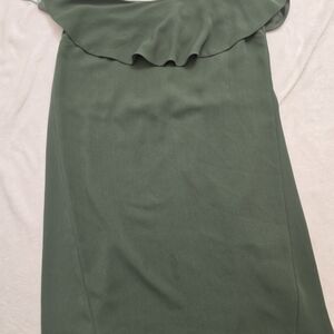 Green Ruffle Neck Women’s Dress